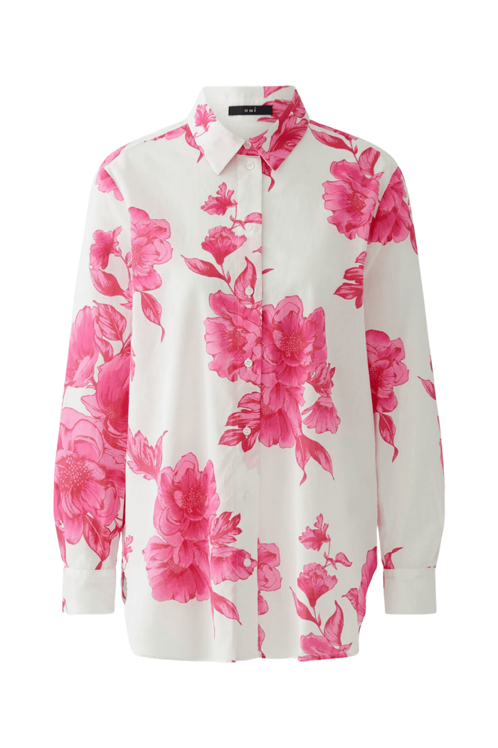 Oui 92934 Long Sleeve Pink/ White Shirt