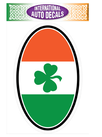 Oval Irish Colors w/Shamrock Decal