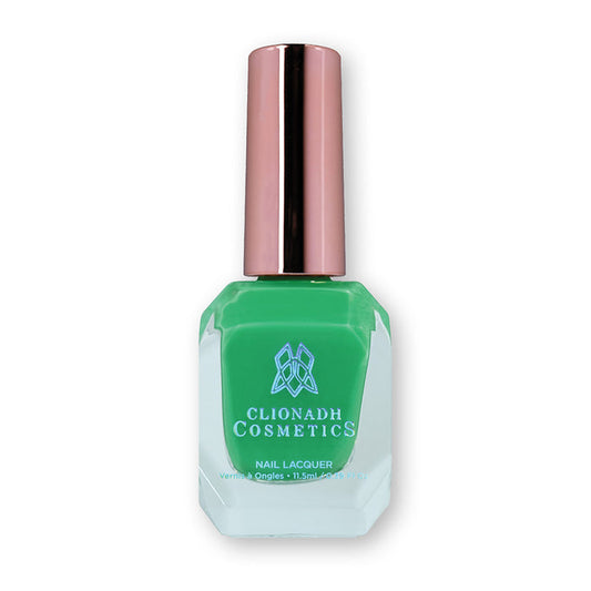 Bottle of nail polish containing Ozone Nail Lacquer on white background.