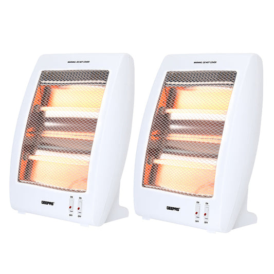 Pack of 2 Quartz Halogen Heater Portable Upright 800W