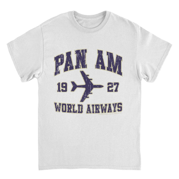 Pan Am World Airways Varsity Sports Text Distress White T-Shirt