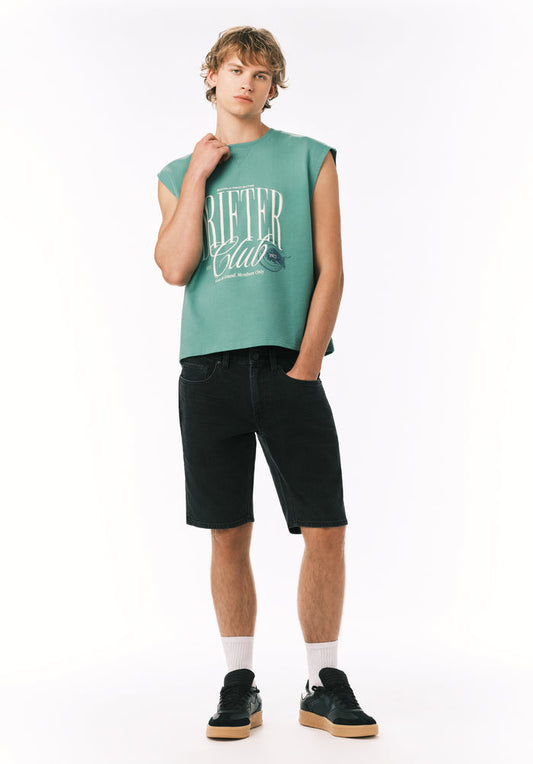 Buffalo Men Shorts Black Denim Denim Shorts Stretch Slim Fit
