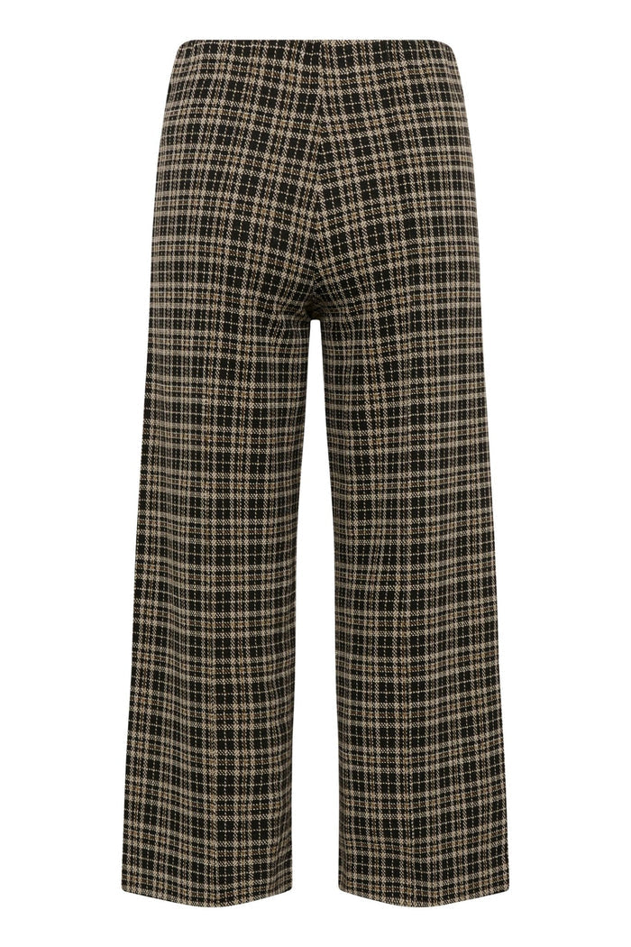 Part Two IlisanPW PA pull-on trousers dark navy check with elasticated waistband and no button fastening.
