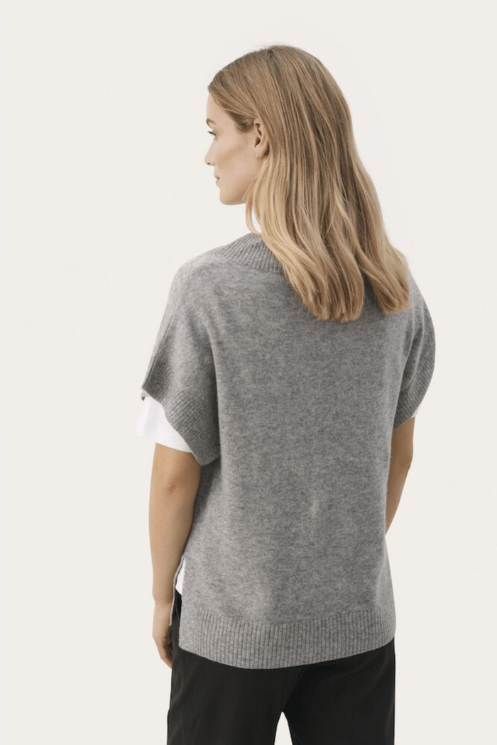Part Two HevinPW cashmere jumper dark grey melange at Dotique – relaxed fit round neck pure cashmere knit.