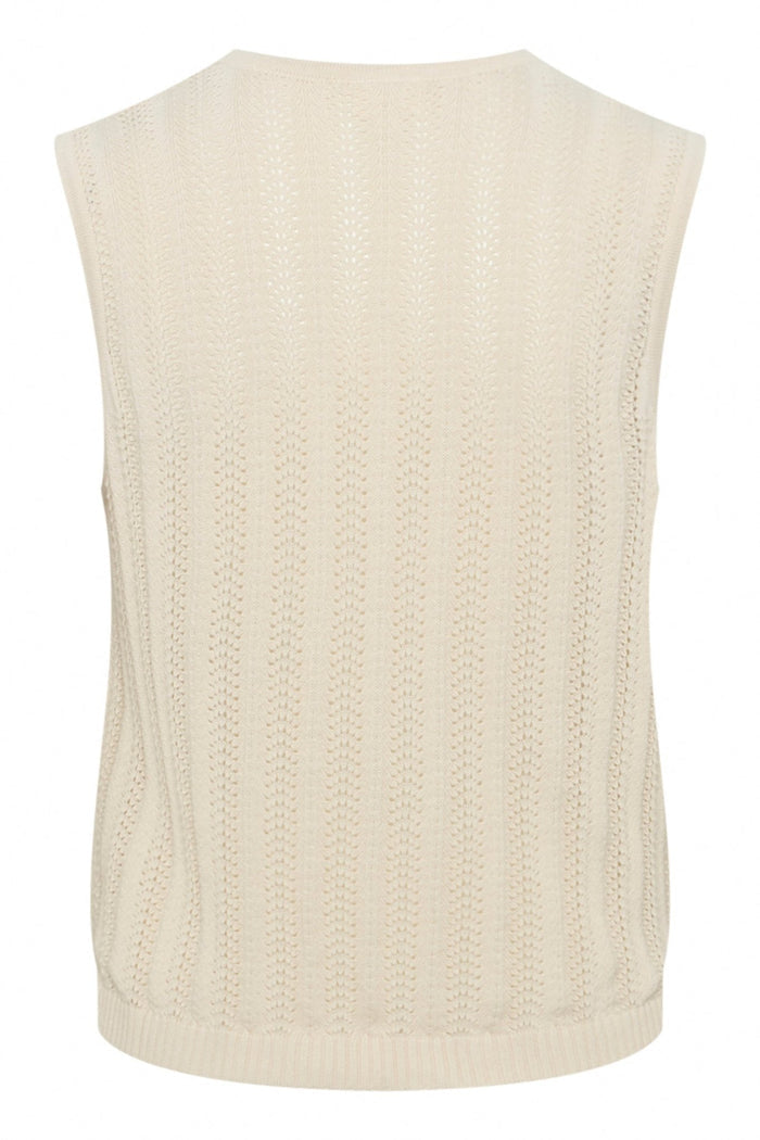Part Two 30309680 RosellaPW Cotton Knitted Sleeveless Cardigan - Beige - Dotique
