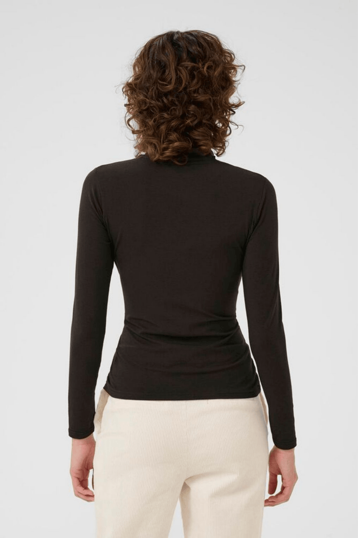Part Two EfinasPW ganache brown turtleneck top with long sleeves, available at Dotique