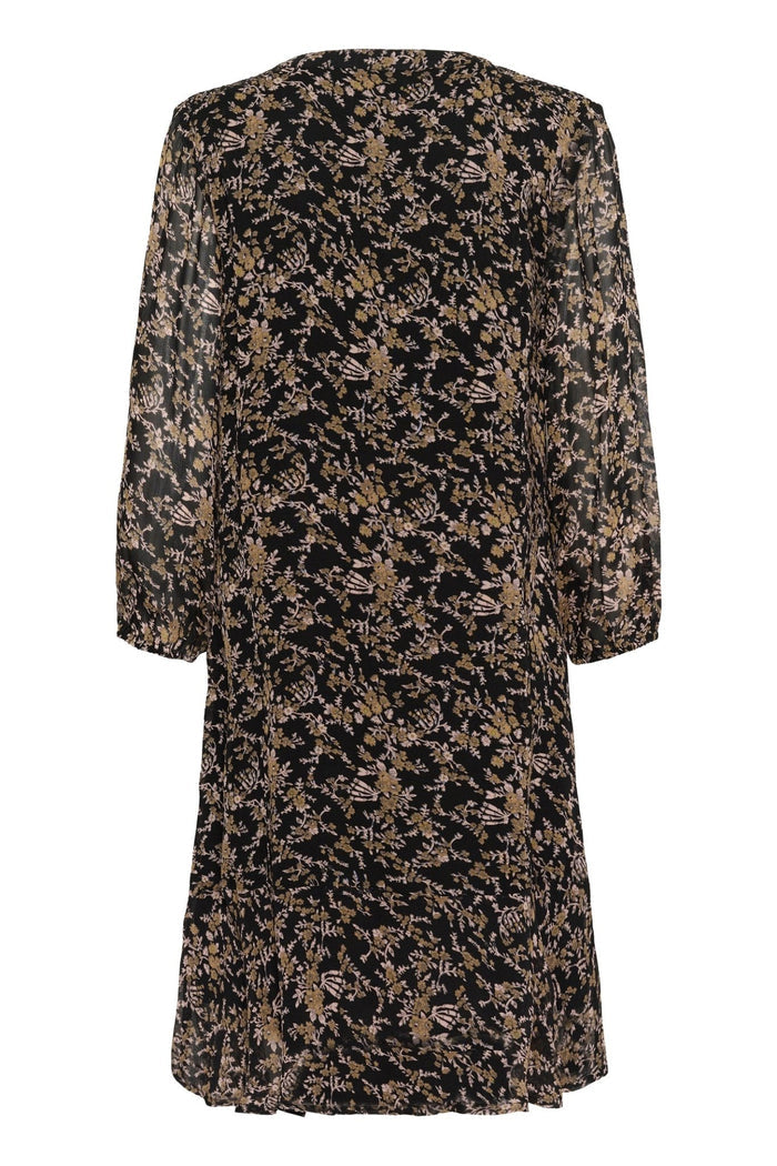 Part Two ElkasPW DR Dress in Black Flower Bouquet Print – floral midi dress with flattering silhouette available at Dotique