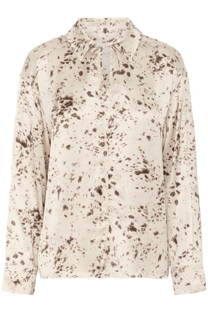 Part Two SheenaPW blouse in French oak scattered print with v-neckline, available at Dotique