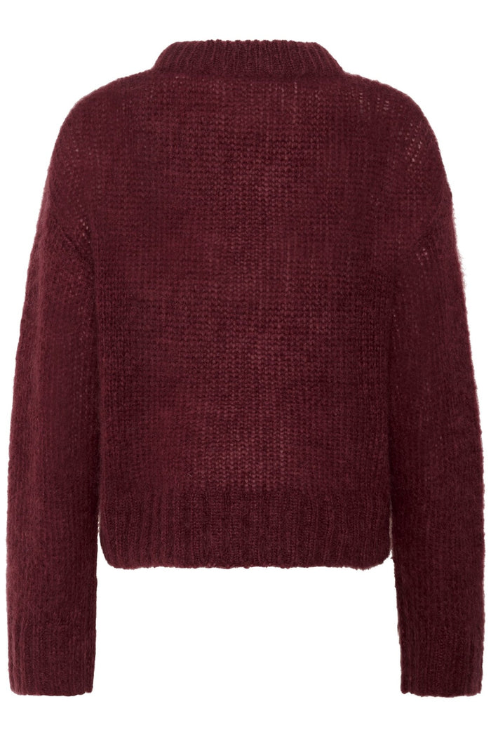 Part Two SillePW PU Jumper in Tawny Port – chunky knit mohair wool blend jumper in rich burgundy with ribbed trims available at Dotique