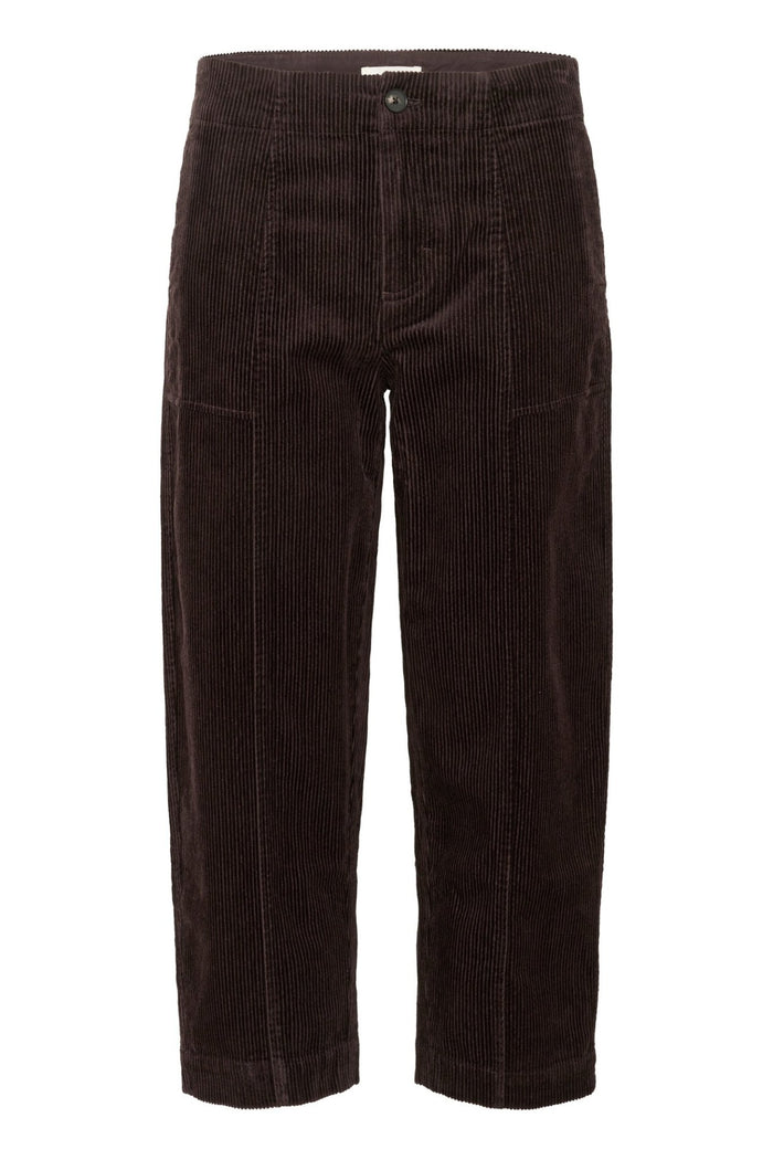 Part Two NettaPW PA Trousers in Ganache – brown corduroy straight leg trousers with front seam detail available at Dotique