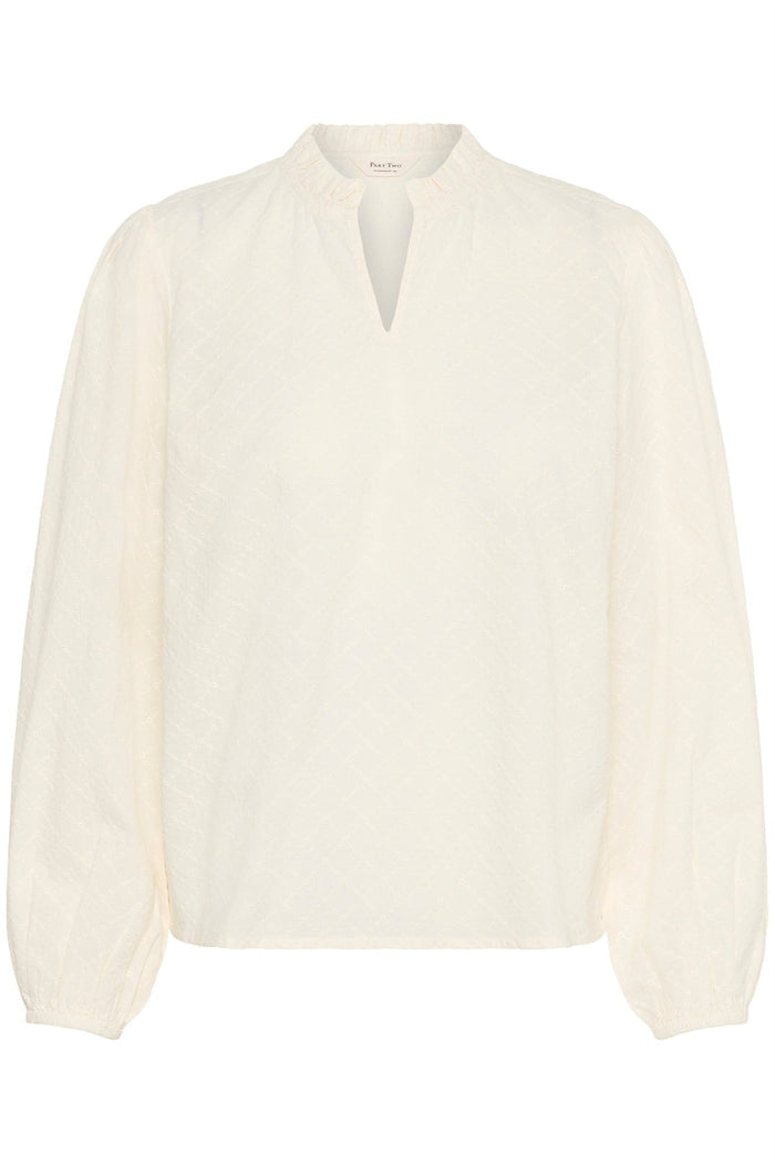 Part Two EimyPW BL Blouse in Eggnog – versatile v-neck cream blouse with relaxed fit available at Dotique