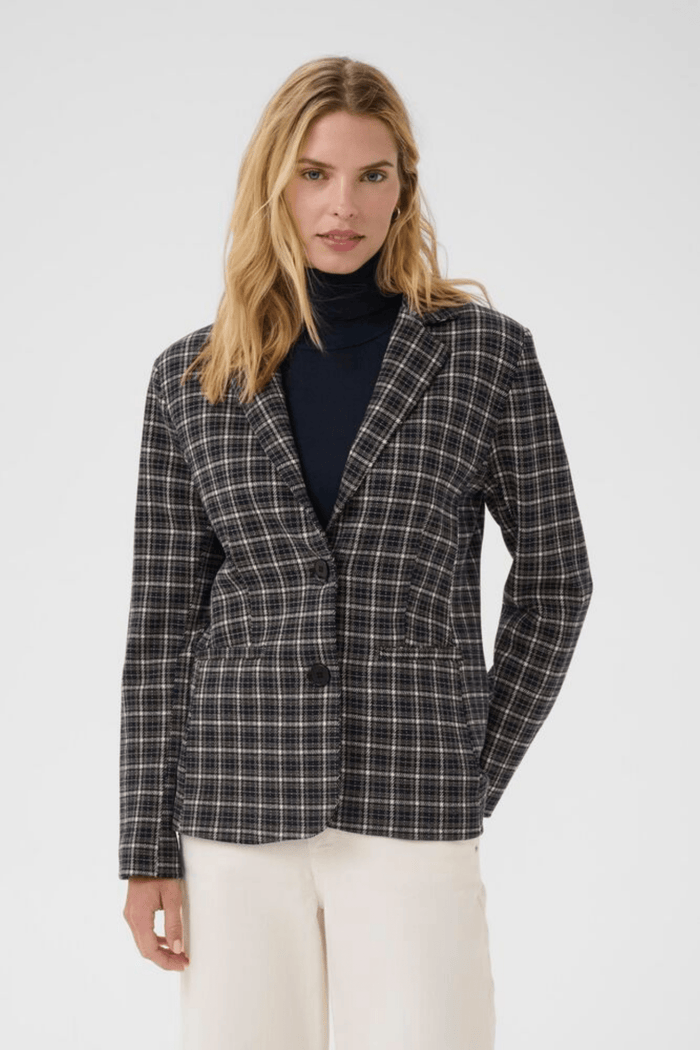 Part Two VinekePW BZ Blazer in dark navy check at Dotique – tailored blazer with button closure and structured fit.