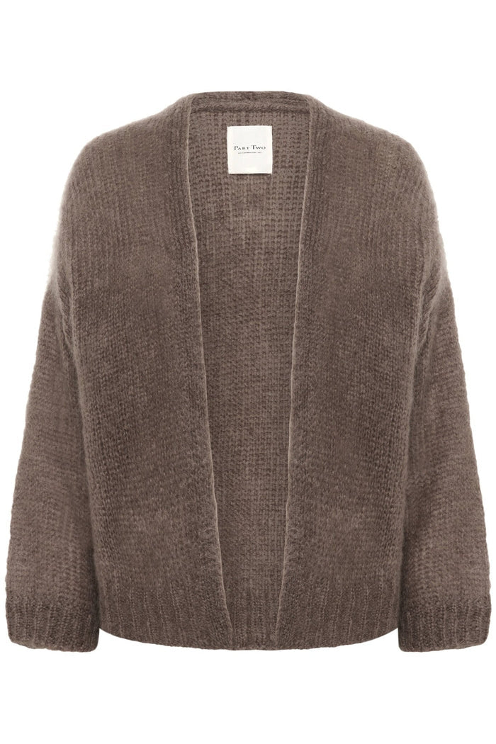 Part Two RastinaPW Falcon brown open-front cardigan mohair wool blend cosy knitwear Dotique