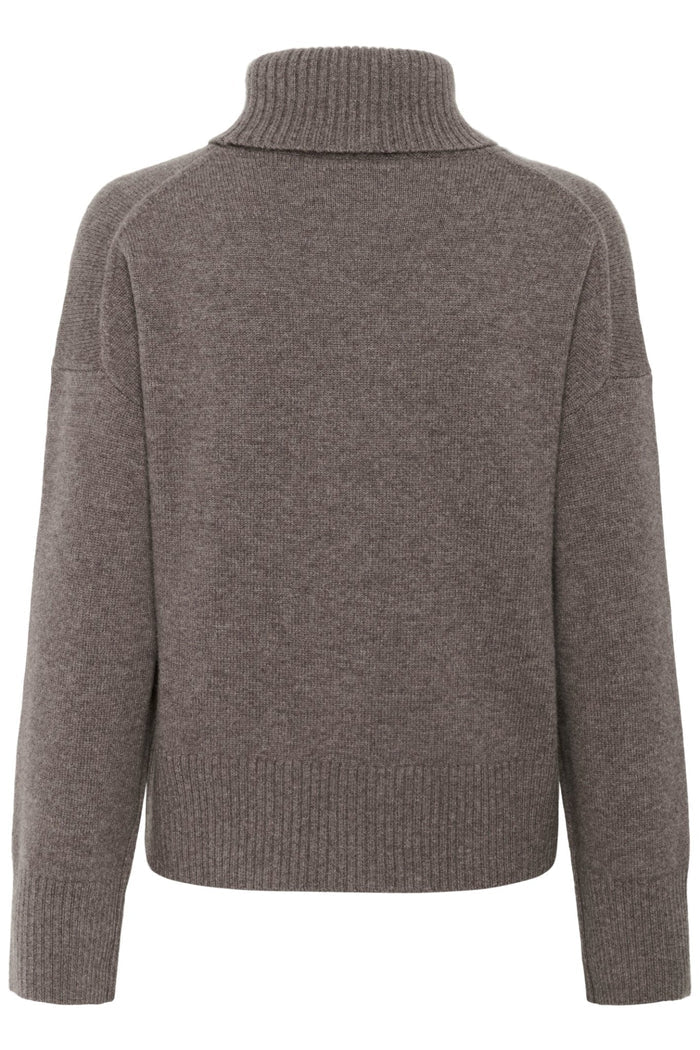 Part Two CorinaPW PU Jumper in Falcon Melange – 100% wool relaxed fit knit with round neckline available at Dotique