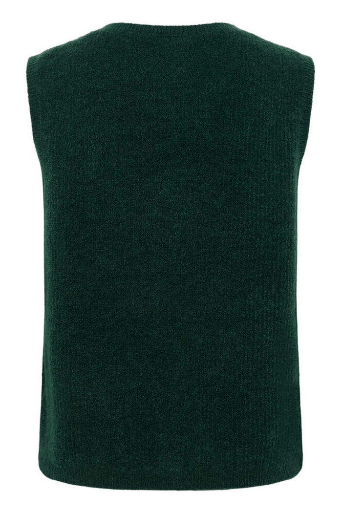 Part Two PimiraPW sea moss green button waistcoat layered over white tee, available at Dotique