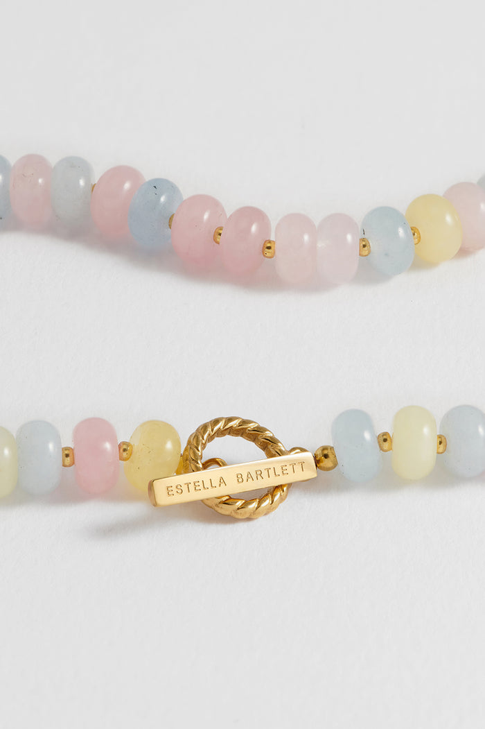 Pastel Multi Gemstone T-Bar Necklace
