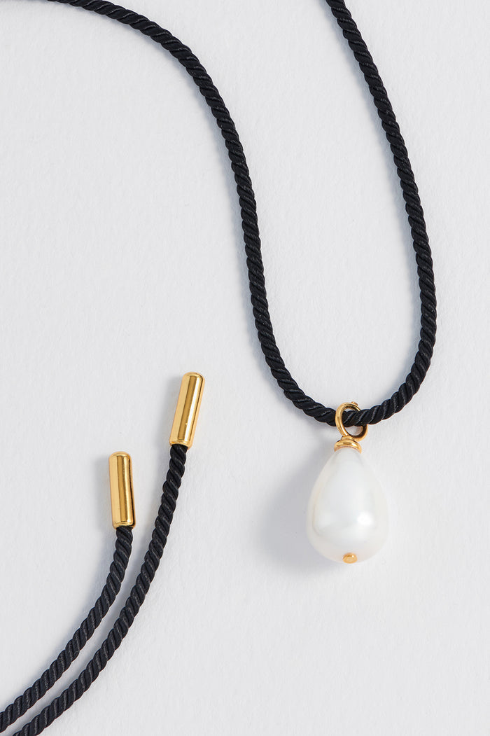 Pearl Drop Cord Necklace
