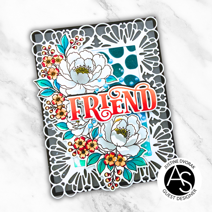Peony Corners Stamp, Die & Stencil Bundle