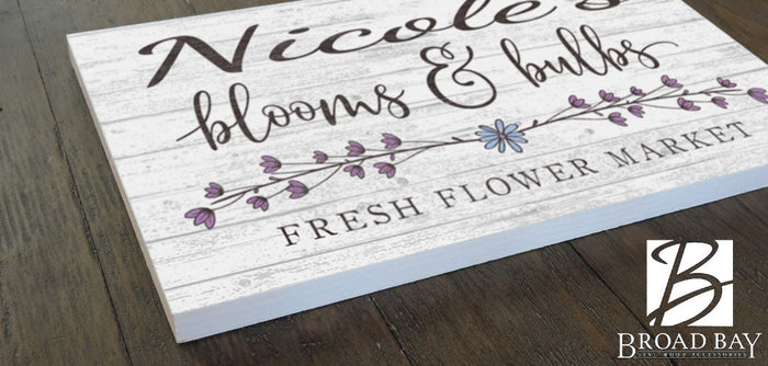 Personalized Flower Market Sign Wood Wall Art - Broad Bay Personalized Gifts Shipped Fast