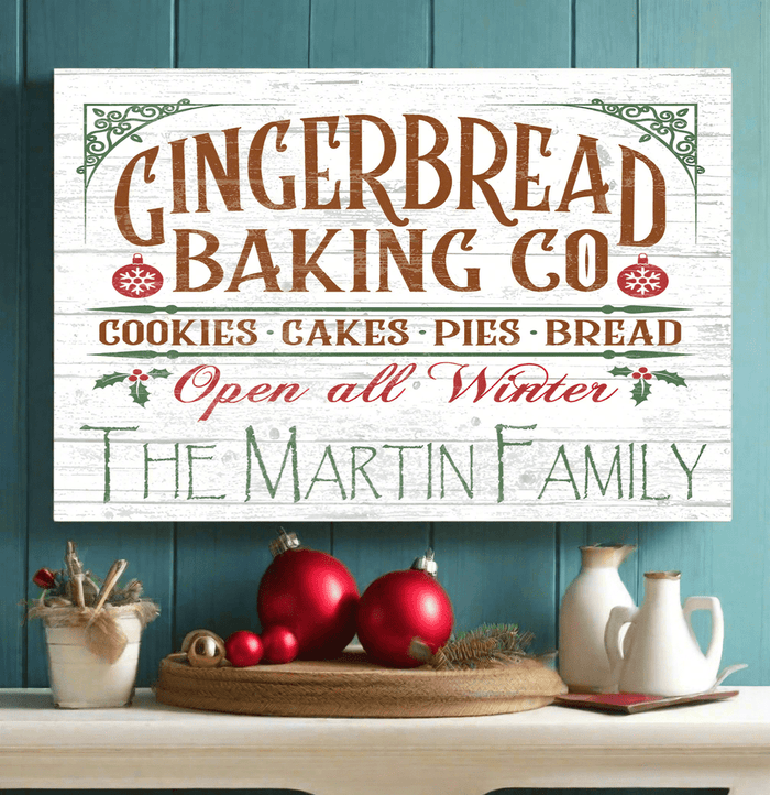 Gingerbread Baking Company Vintage Christmas Decoration Sign