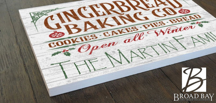 Personalized Gingerbread Baking Company Christmas Sign Wood - Broad Bay Personalized Gifts Shipped Fast