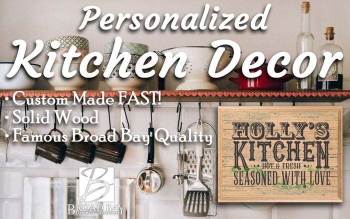 PERSONALIZED Kitchen Sign Wall Art Gift Rustic Seasoned With Love Design - Broad Bay Personalized Gifts Shipped Fast