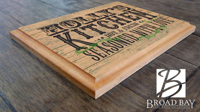 PERSONALIZED Kitchen Sign Wall Art Gift Rustic Seasoned With Love Design - Broad Bay Personalized Gifts Shipped Fast