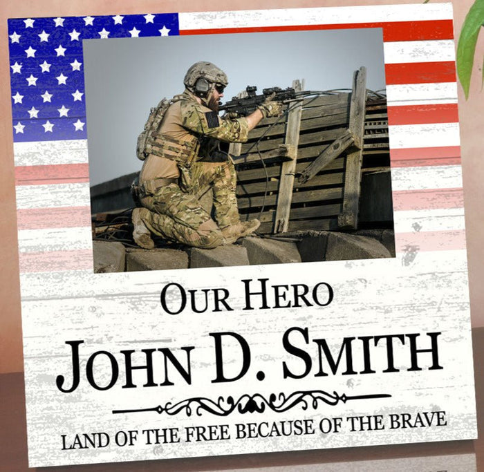 Our Hero Frame Military or Law Enforcement Picture Frame - Upload Photo or Image - Personalized - Broad Bay Personalized Gifts Shipped Fast