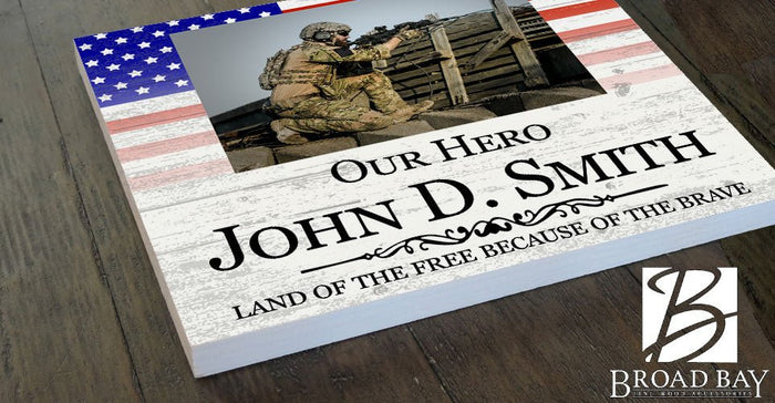 Our Hero Frame Military or Law Enforcement Picture Frame - Upload Photo or Image - Personalized - Broad Bay Personalized Gifts Shipped Fast