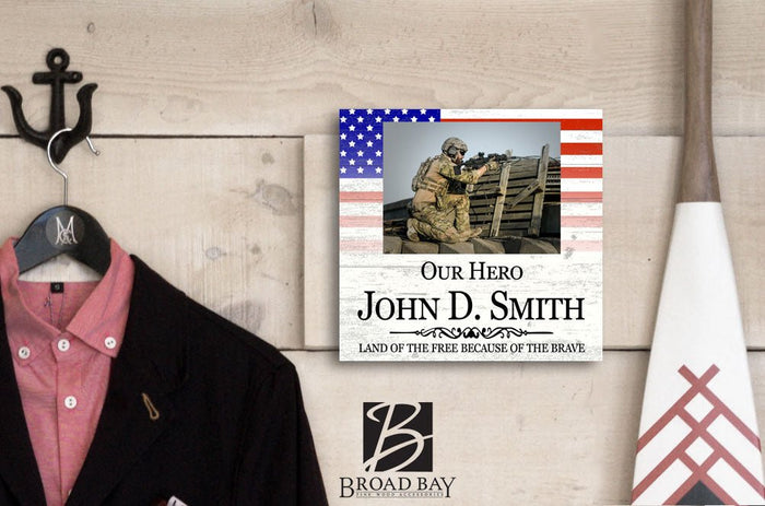 Our Hero Frame Military or Law Enforcement Picture Frame - Upload Photo or Image - Personalized - Broad Bay Personalized Gifts Shipped Fast