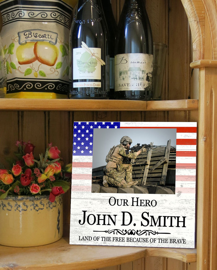 Our Hero Frame Military or Law Enforcement Picture Frame - Upload Photo or Image - Personalized - Broad Bay Personalized Gifts Shipped Fast