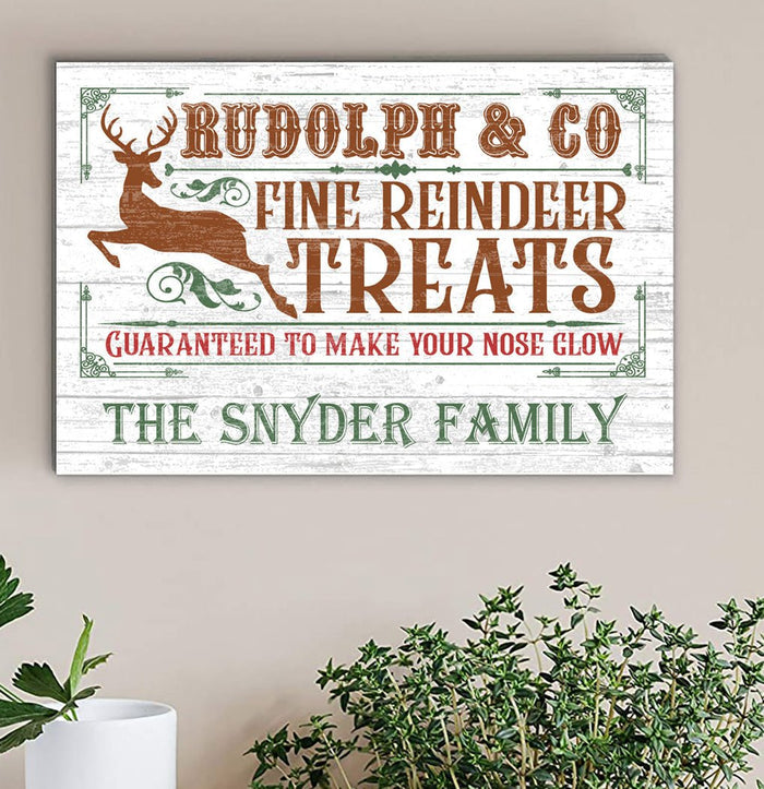 Vintage Christmas Sign Rudolph Reindeer Treats Holiday Decoration - Broad Bay Personalized Gifts Shipped Fast
