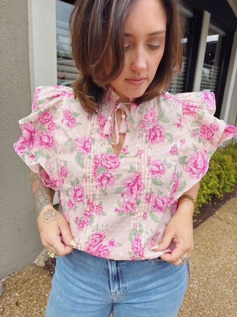 Pink Floral Blouse