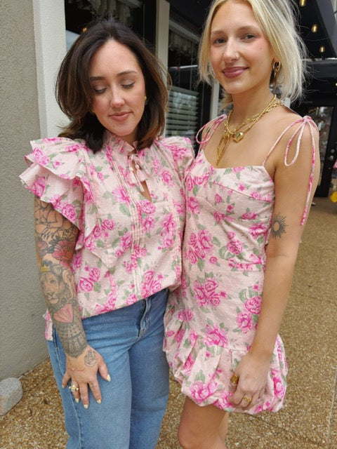 Pink Floral Blouse
