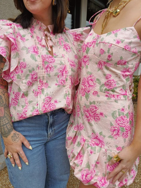 Pink Floral Blouse