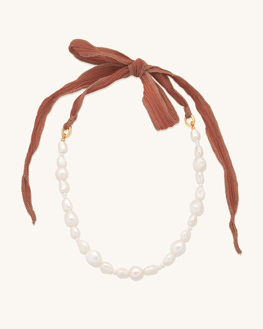 Pink Silk Bow Necklace