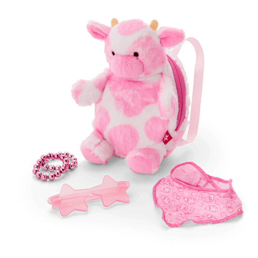 Pink Spotted Cow Backpack & Accessory Set for 18-inch Dolls