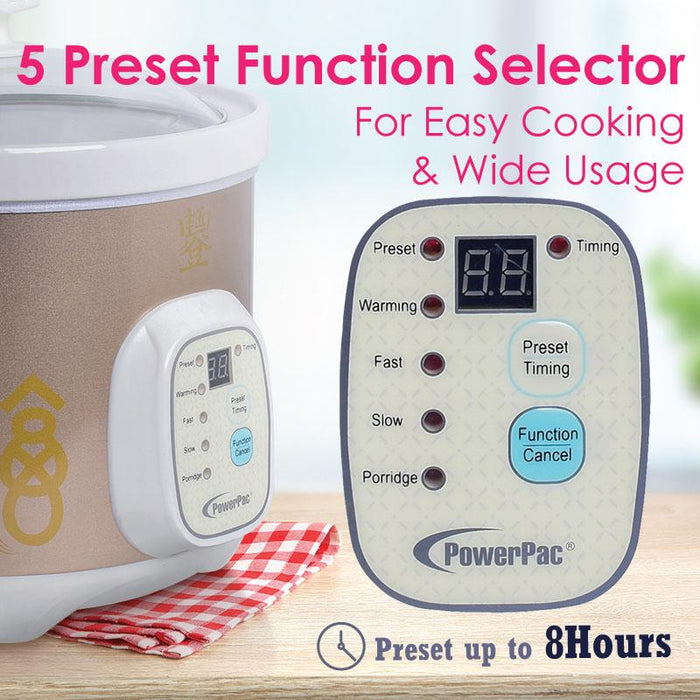 4.5L Digital Slow Cooker with Ceramic Pot (PPSC405) - PowerPacSG