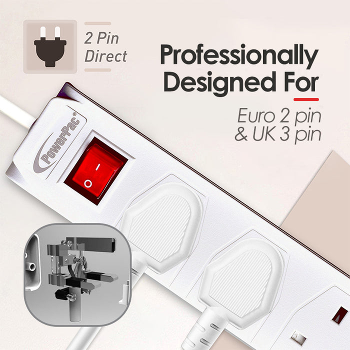 PowerPac Extension Cord, Extension Socket, Power Cord 3 Metre 3 way with 2x USB charger (PP233U)