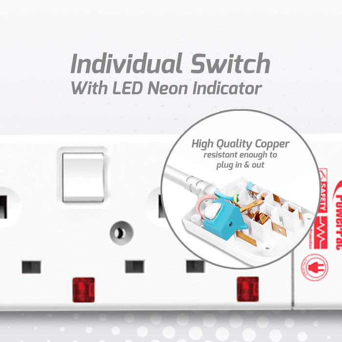 PowerPac Extension Cord, Extension Socket, Power Cord, Power Extension 3 Metre 6 way (PP3886N)