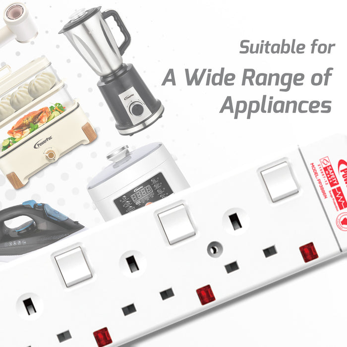 PowerPac Extension Cord, Extension Socket, Power Cord, Power Extension 3 Metre 6 way (PP3886N)
