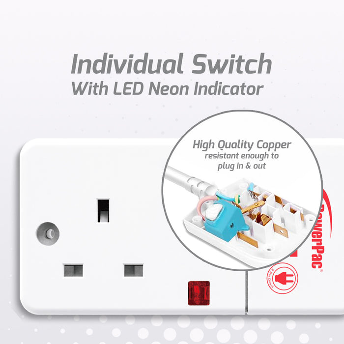 PowerPac Extension Cord, Extension Socket, Power Cord, Power Extension 6 Metre 1 way (PP6881N)