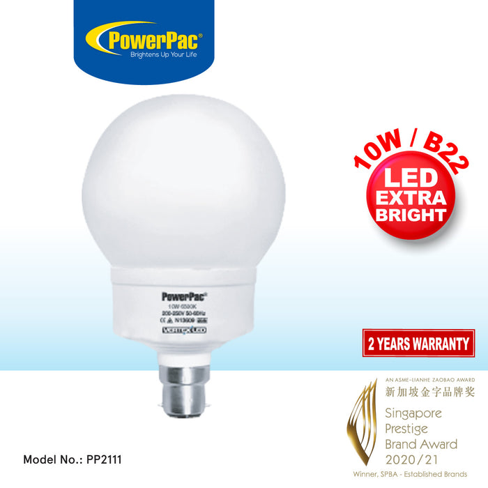 PowerPac LED Bulb 10W B22 Daylight, LED Ceiling Light(PP2111)