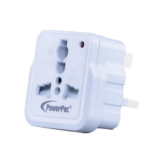 PowerPac Multi Adapter with 3-Pin Plug – Multi Sockets, Travel Adapter, Neon LED, PT33WH