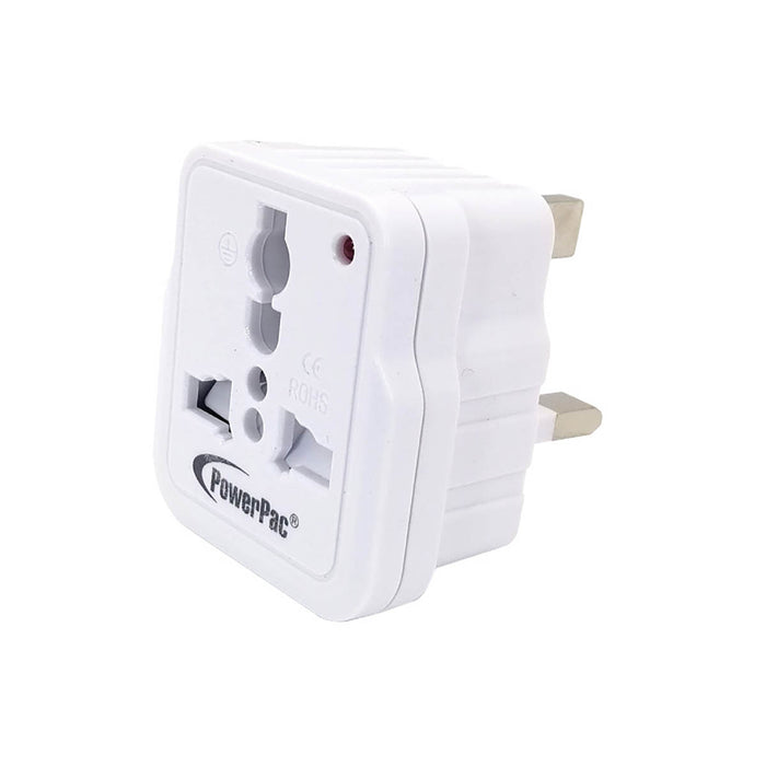 PowerPac Multi Adapter with 3-Pin Plug – Multi Sockets, Travel Adapter, Neon LED, PT33WH