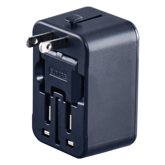 PowerPac Universal Travel Adapter + USB Smart Charger– Multi Sockets & Plugs, Neon LED, PP7976