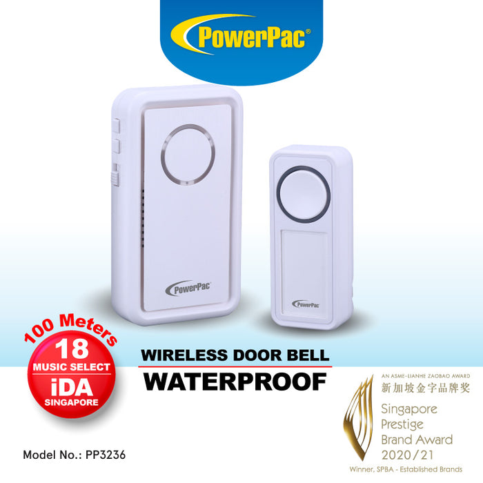 PowerPac Water proof Wireless Door Bell, Caller Bell (PP3236)