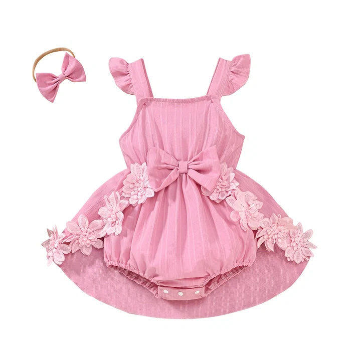 PRETTY IN PINK Floral Overskirt Romper