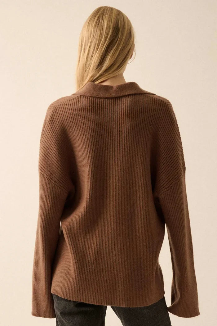 Promise the Label Rib-Knit Oversize Cardigan Sweater - ShopPromesa