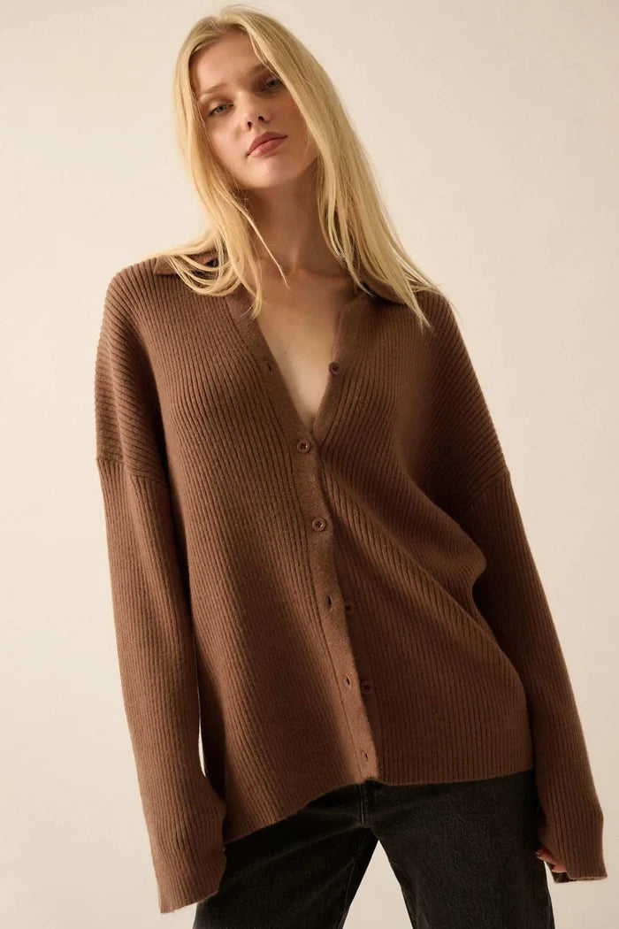 Promise the Label Rib-Knit Oversize Cardigan Sweater - ShopPromesa